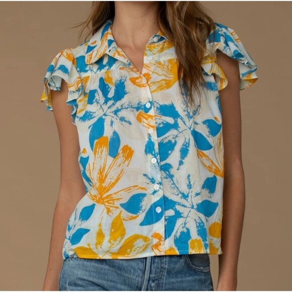 NWOT Elizabeth James The Label Val Top Sea Flower Size XS - Picture 1 of 6